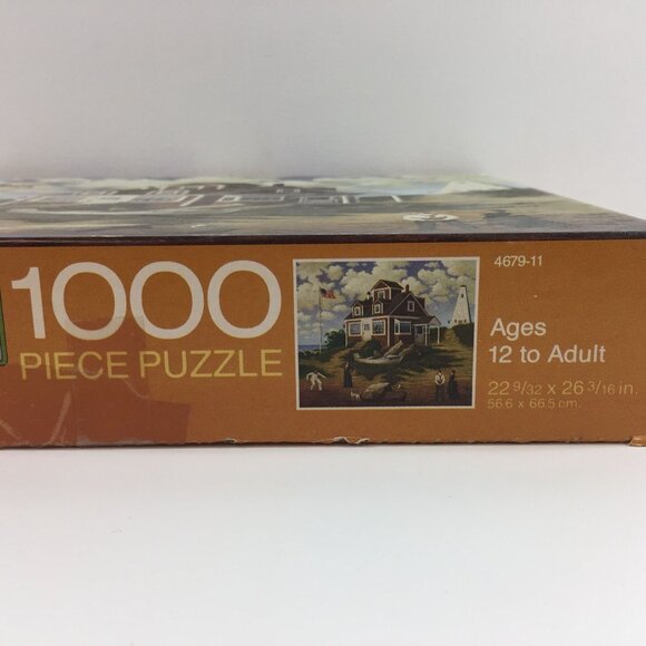 Charles Wysocki's Americana MB 1000 Piece Puzzle 4679-11 Lake House Lighthouse - Picture 6 of 9